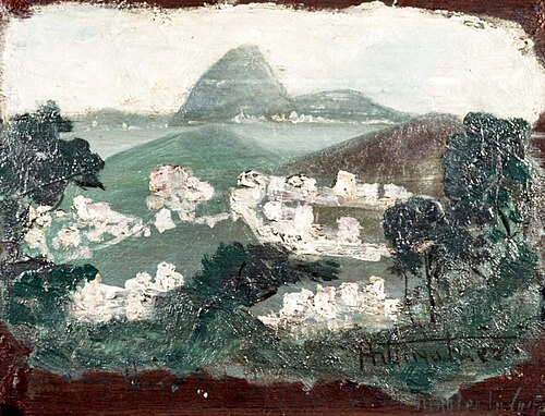 Landscape (lid of a painting box), 1500, Arthur Timótheo da Costa
