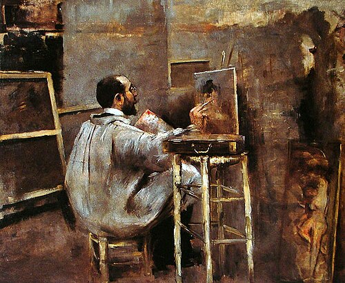 Pintor no ateliê, Paris, 1910, Arthur Timótheo da Costa