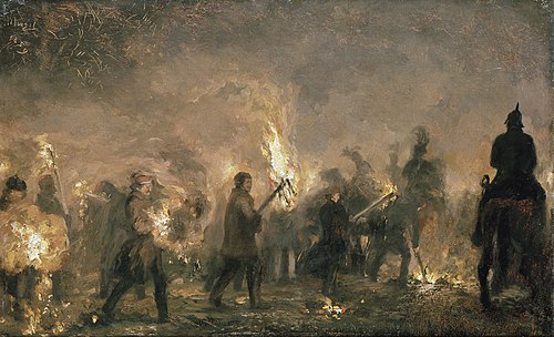 student torchlight procession, 1859, Adolph von Menzel