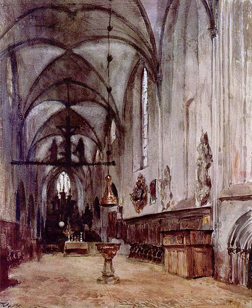 Choir of the old monastery church in Berlin, 1838, Adolph von Menzel