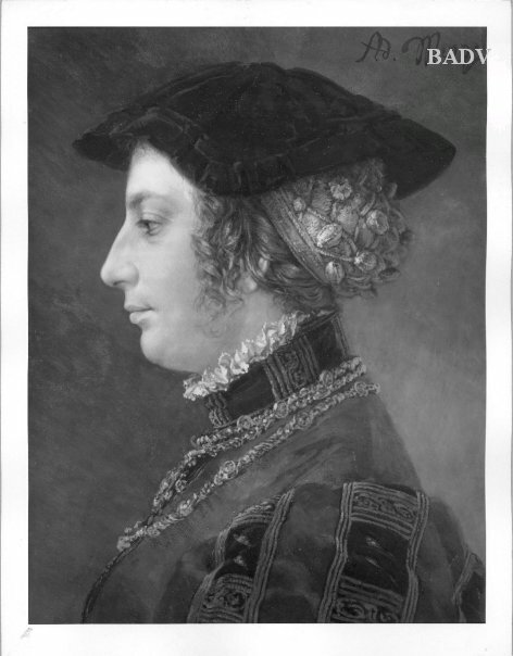 Brustbild einer Frau in Renaissancetracht, 1861, Adolph von Menzel