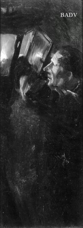 Man lighting a lantern, 1840, Adolph von Menzel