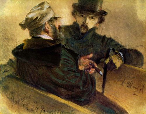 Two discussing voters, 1849, Adolph von Menzel