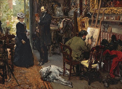 Meissonier im Atelier in Poissy, 1869, Adolph von Menzel