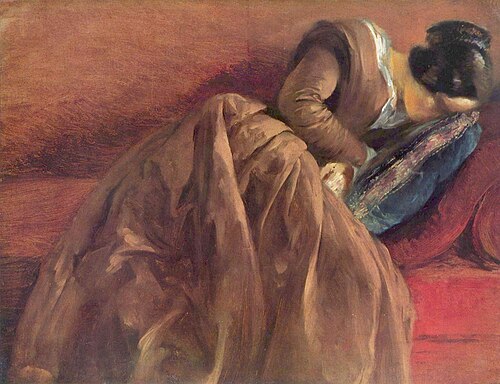 Menzel's sister Emilie, sleeping, 1848, Adolph von Menzel