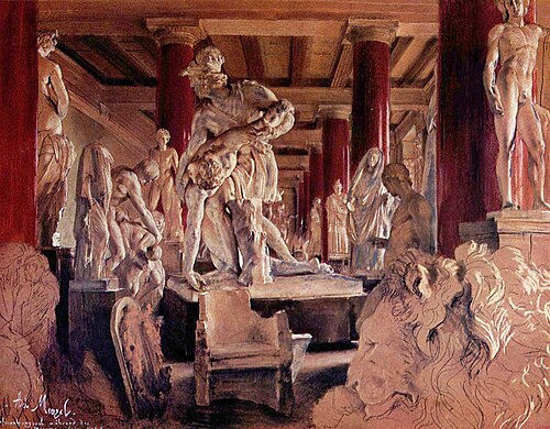 Aufbewahrungssaal während des Museumsumbaus, 1848, Adolph von Menzel
