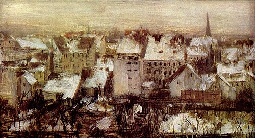 Berliner Hinterhäuser im Schnee, 1847, Adolph von Menzel