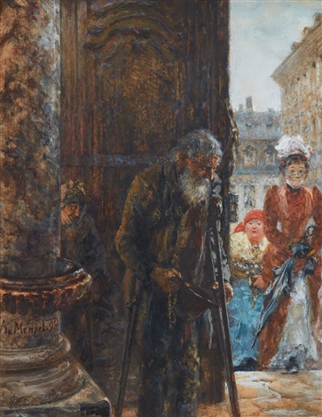 By the Church, 1890, Adolph von Menzel