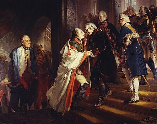 The Meeting of Frederick II and Joseph II in Neisse in 1769, 1857, Adolph von Menzel