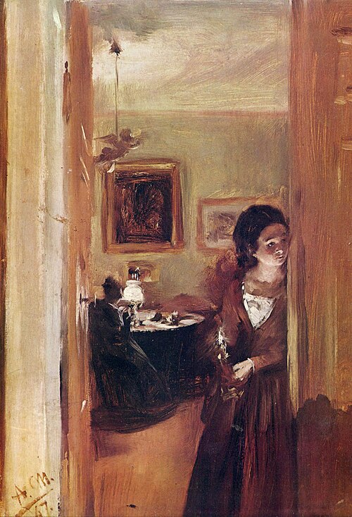 Salon avec la sœur de l'artiste, 1847, Adolph von Menzel