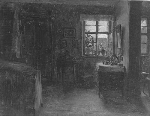 Living room of a book dealer, 1848, Adolph von Menzel
