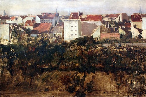 View of rear buildings, 1847, Adolph von Menzel
