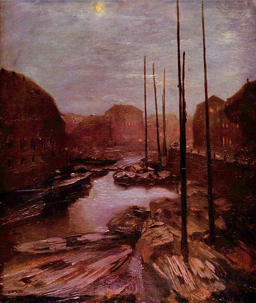 Friedrichsgracht by moonlight, 1847, Adolph von Menzel