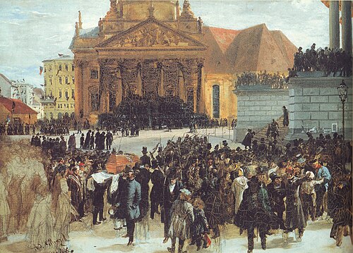 Laying out the March Dead, 1848, Adolph von Menzel