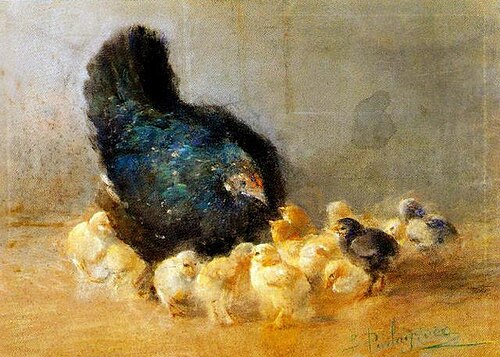 Chicken with Chicks, 1850, Beniamino Parlagreco