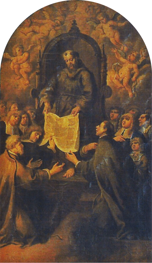 São Francisco de Assis dando a Regra da sua Ordem, 1708, Bento Coelho da Silveira