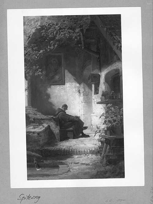 Gardening monk in a small court-yard, 1854, Carl Spitzweg
