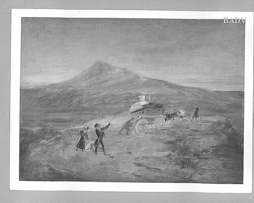 sketch for a landscape with carriage, 1833, Carl Spitzweg