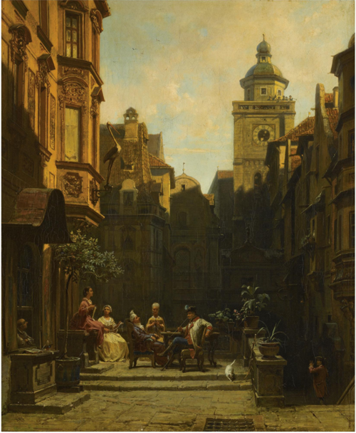 A GOOD GOSSIP, , Carl Spitzweg