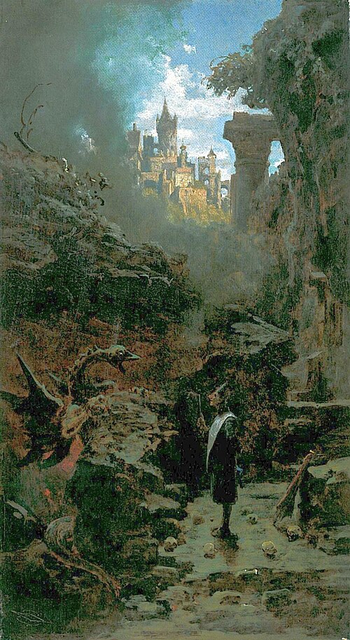 Magicien et Dragon, 1875, Carl Spitzweg