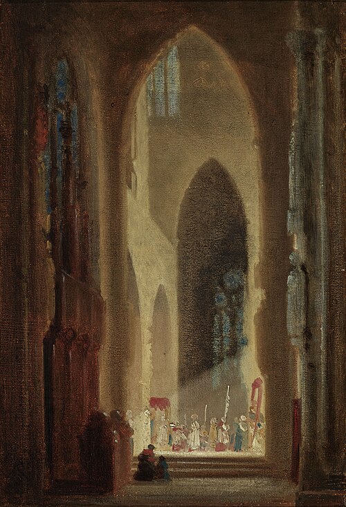 Church Interior with procession, 1870, Carl Spitzweg