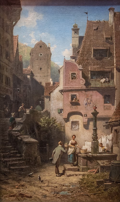 Well-Wisher presents a Bouquet of Flowers, 1870, Carl Spitzweg