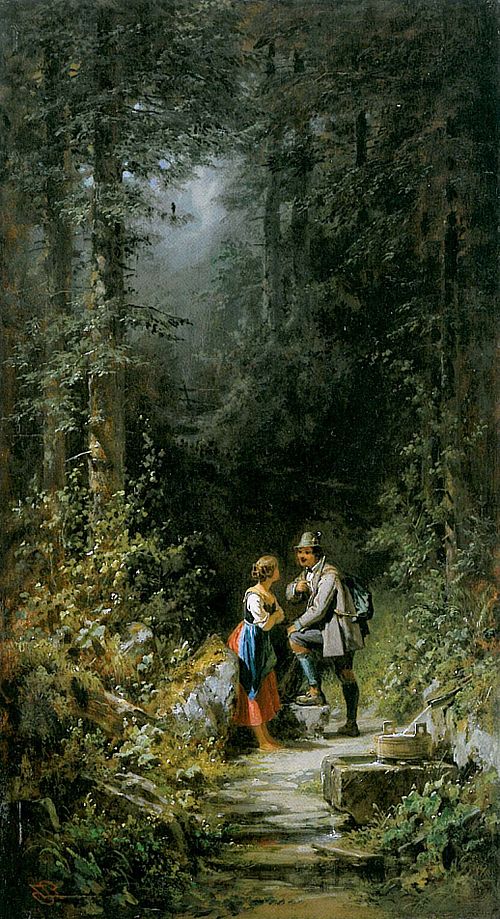 Encounter in the Forest, 1860, Carl Spitzweg
