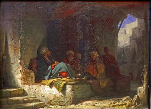 Türken in einem Kaffeehaus, 1855, Carl Spitzweg