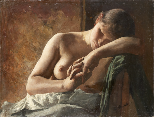 Model study of a sleeping girl, 1890, Wilhelm Altheim