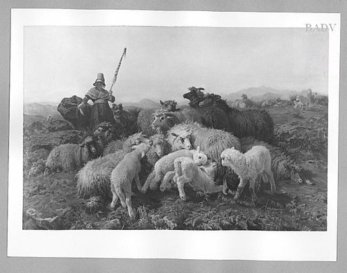 Schafherde mit Hirtin, 1872, August Friedrich Schenk