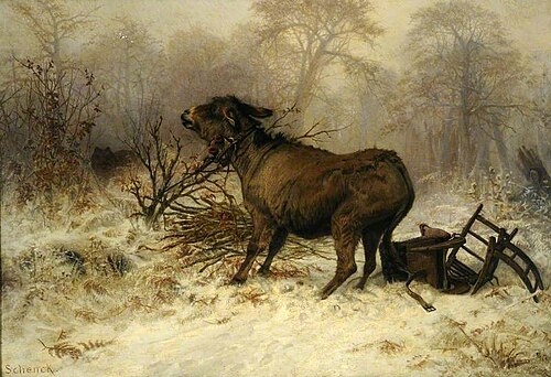 Donkey Surprised by a Wolf, 1865, August Friedrich Schenk
