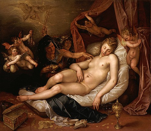 The Sleeping Danae Being Prepared to Receive Jupiter, 1603, Hendrik Goltzius