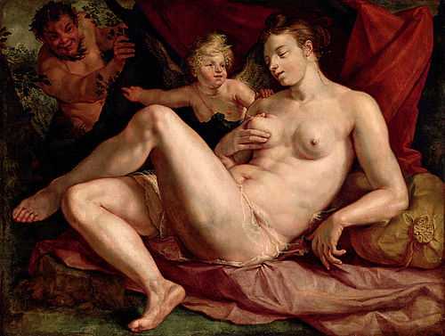 Venus and Cupid Spied on by a Satyr, 1616, Hendrik Goltzius
