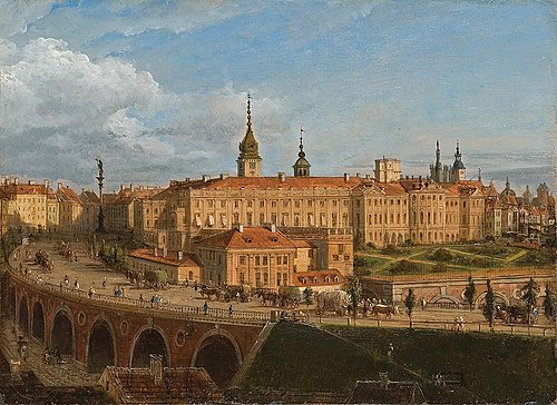 Widok na Zamek Królewski, Plac Zamkowy z kolumną Zygmunta oraz Nowy Zjazd, 1850, Jan Sejdlitz