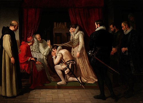 Últimos momentos de Felipe II, 1864, Francisco Jover Casanova