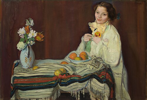 Portrait of Wife at the Table, 1907, Ignacy Pieńkowski