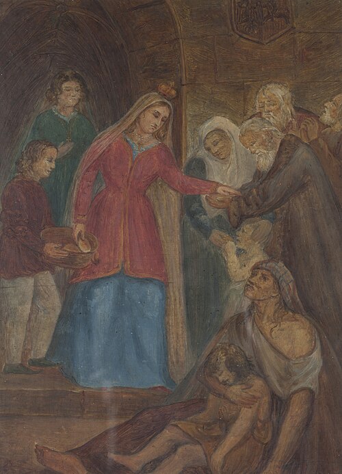 King Jadwiga Distributung Bread to the Poor, 1853, Maksymilian Cercha