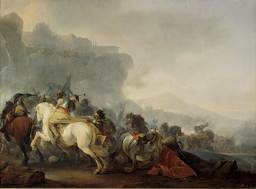 Cavalry battle met pick axes, 1665, Herman Lin