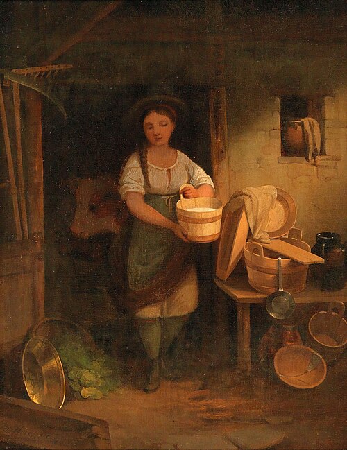 Milkmaid in the Barn, 1830, Ignaz Raffalt