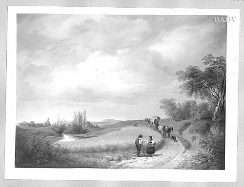 landscape farmer-people in the fields, 1847, Ignaz Raffalt