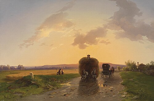 Heimkehr vom Feld im Abendrot, 1846, Ignaz Raffalt