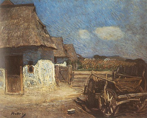 Peasant Yard with a Cart, 1912, Simon Hollósy