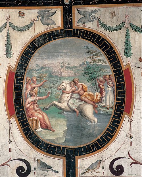 Clelia crossing the Tiber on a horse, , Cristoforo Gherardi