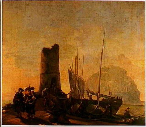Italianate landscape with ruined tower, 1672, Joost Geel