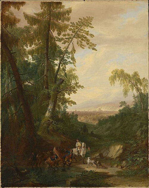 Landschaft mit Reitern in einem Hohlweg, 1734, Philipp Hieronymus Brinckmann