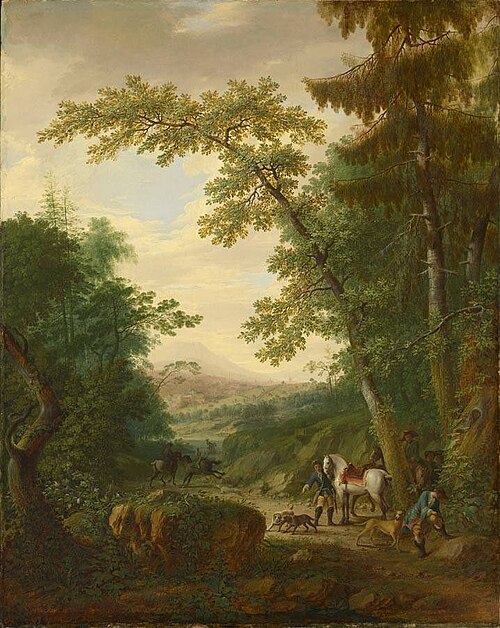 Landschaft mit Jagdgesellschaft, 1734, Philipp Hieronymus Brinckmann