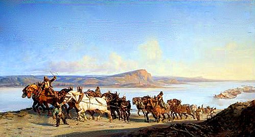 La remontée de bateaux sur le Rhône, 1843, Alexandre Dubuisson