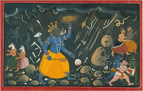 The Emergence of Varaha, the Boar-Incarnation of Vishnu, 1740, Manaku