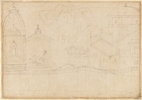 Indrajit Makes Offerings: Folio from the Siege of Lanka series, 1725, Manaku
