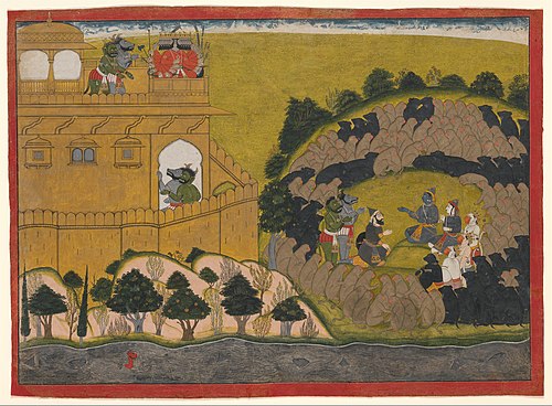 Rama Releases the Demon Spies Shuka and Sarana: Folio from the Siege of Lanka series, 1725, Manaku